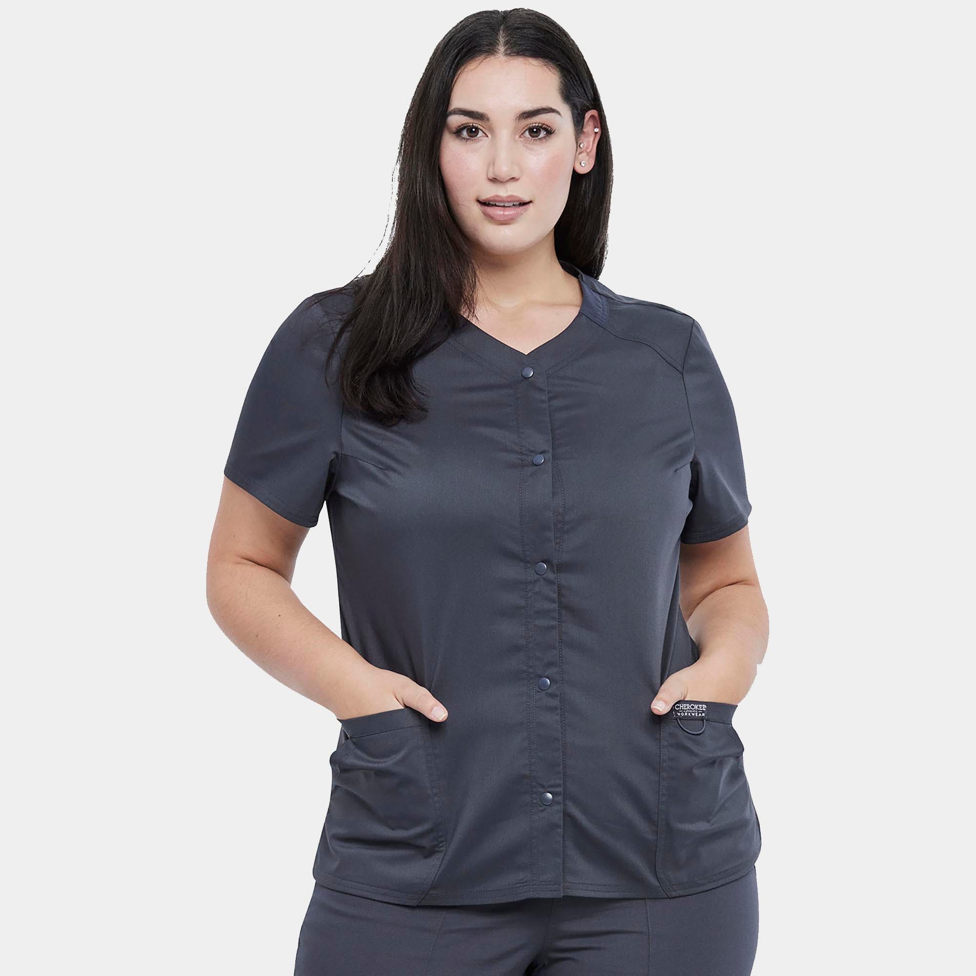 Snap Front V-Neck Top | WW622