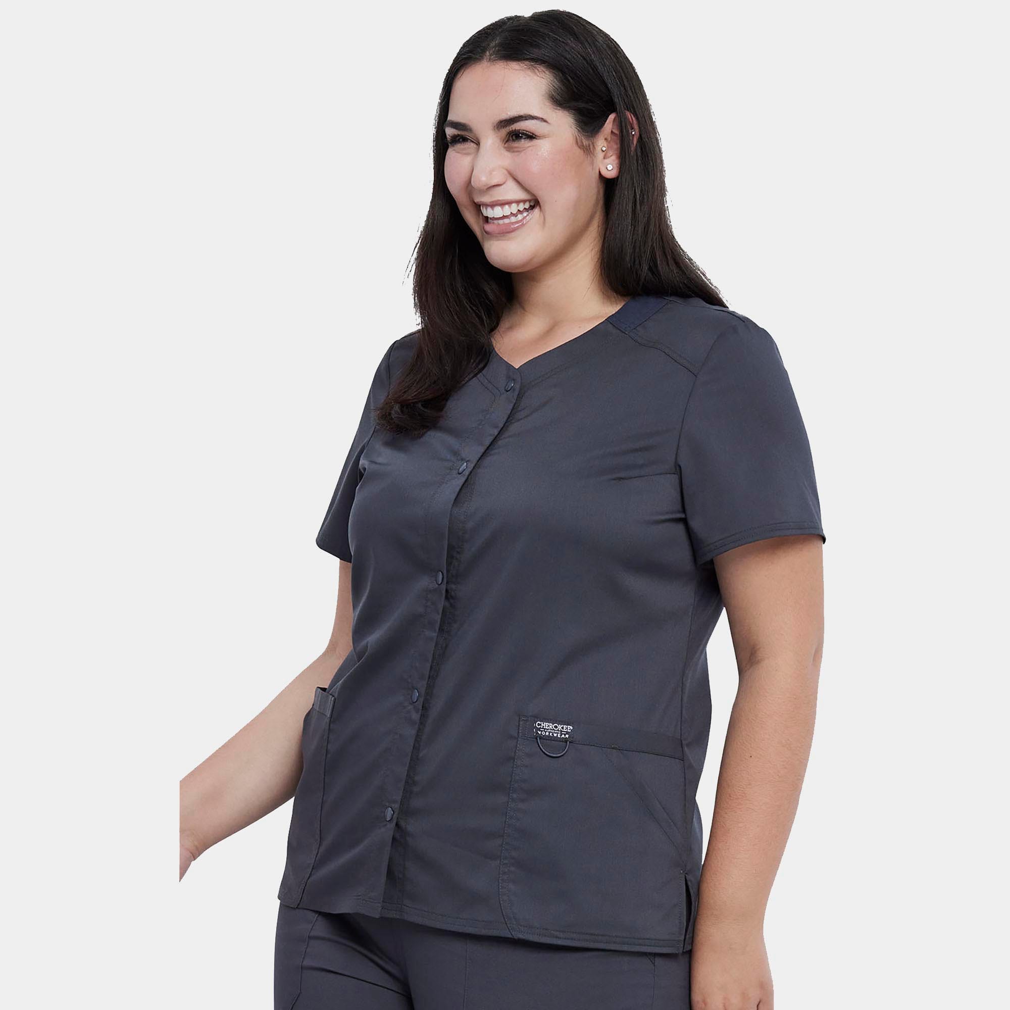 Snap Front V-Neck Top | WW622