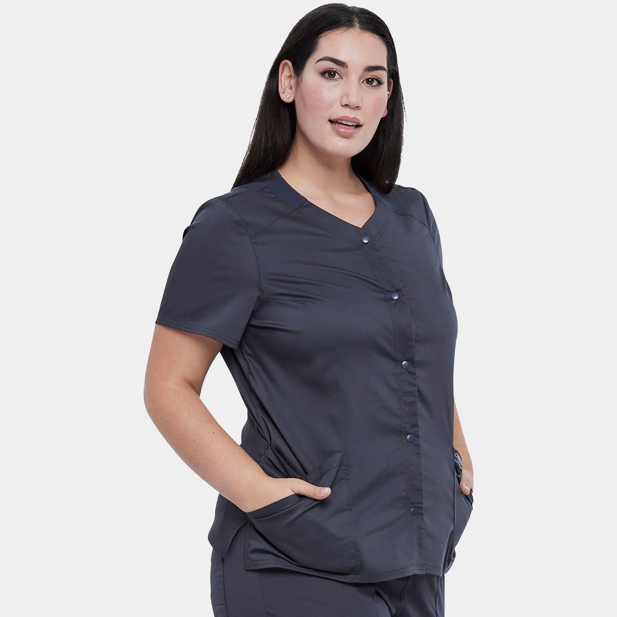 Snap Front V-Neck Top | WW622