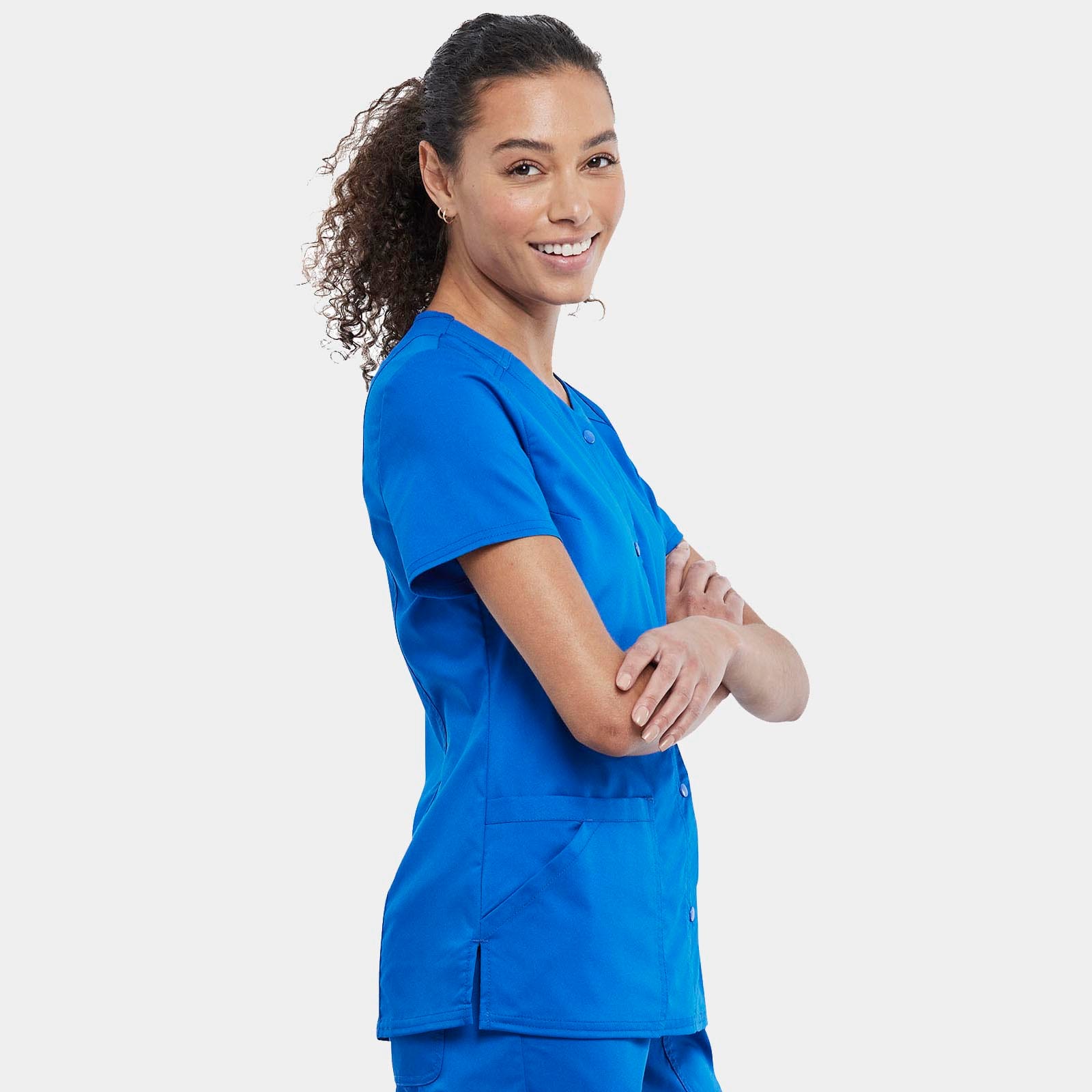 Snap Front V-Neck Top | WW622