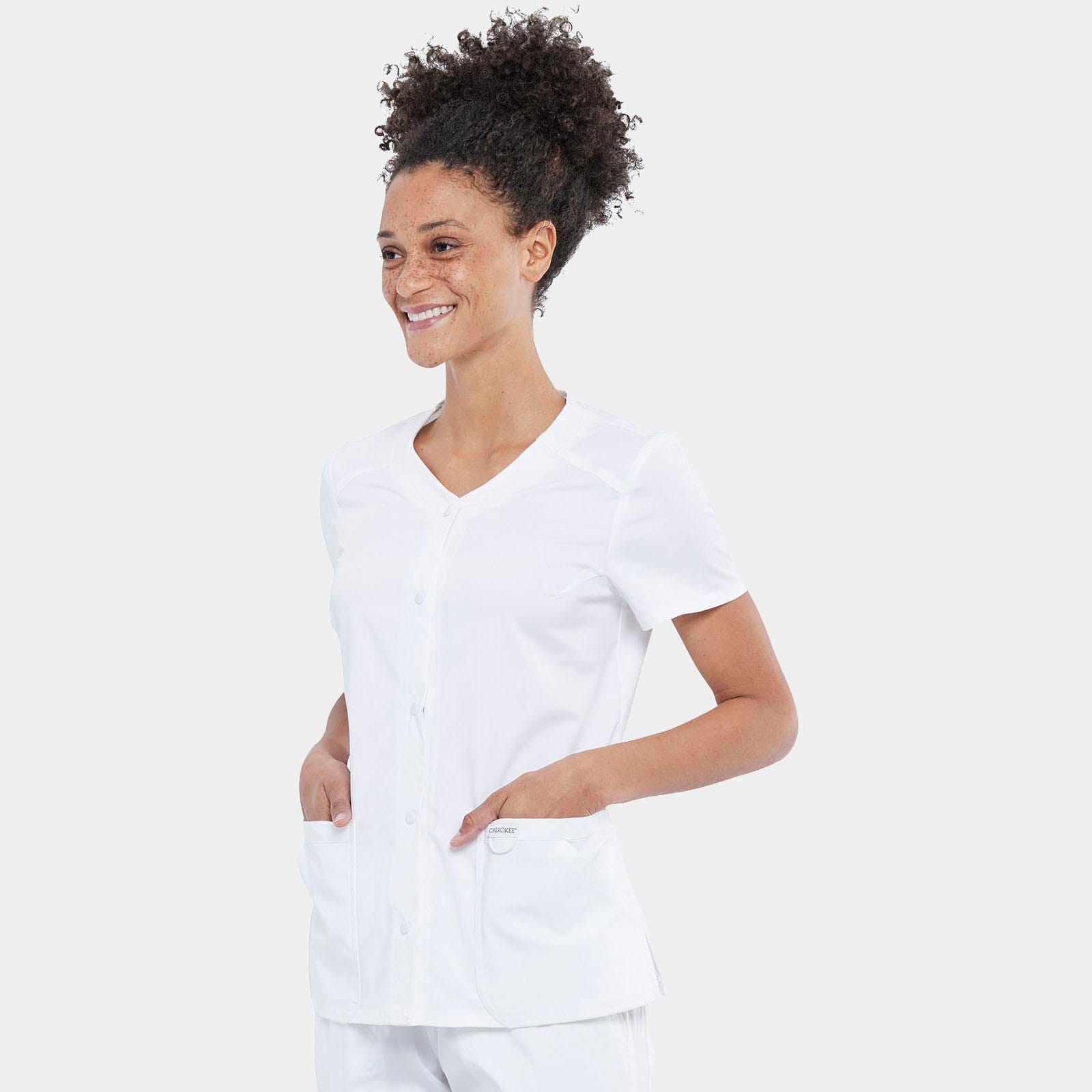 Snap Front V-Neck Top | WW622