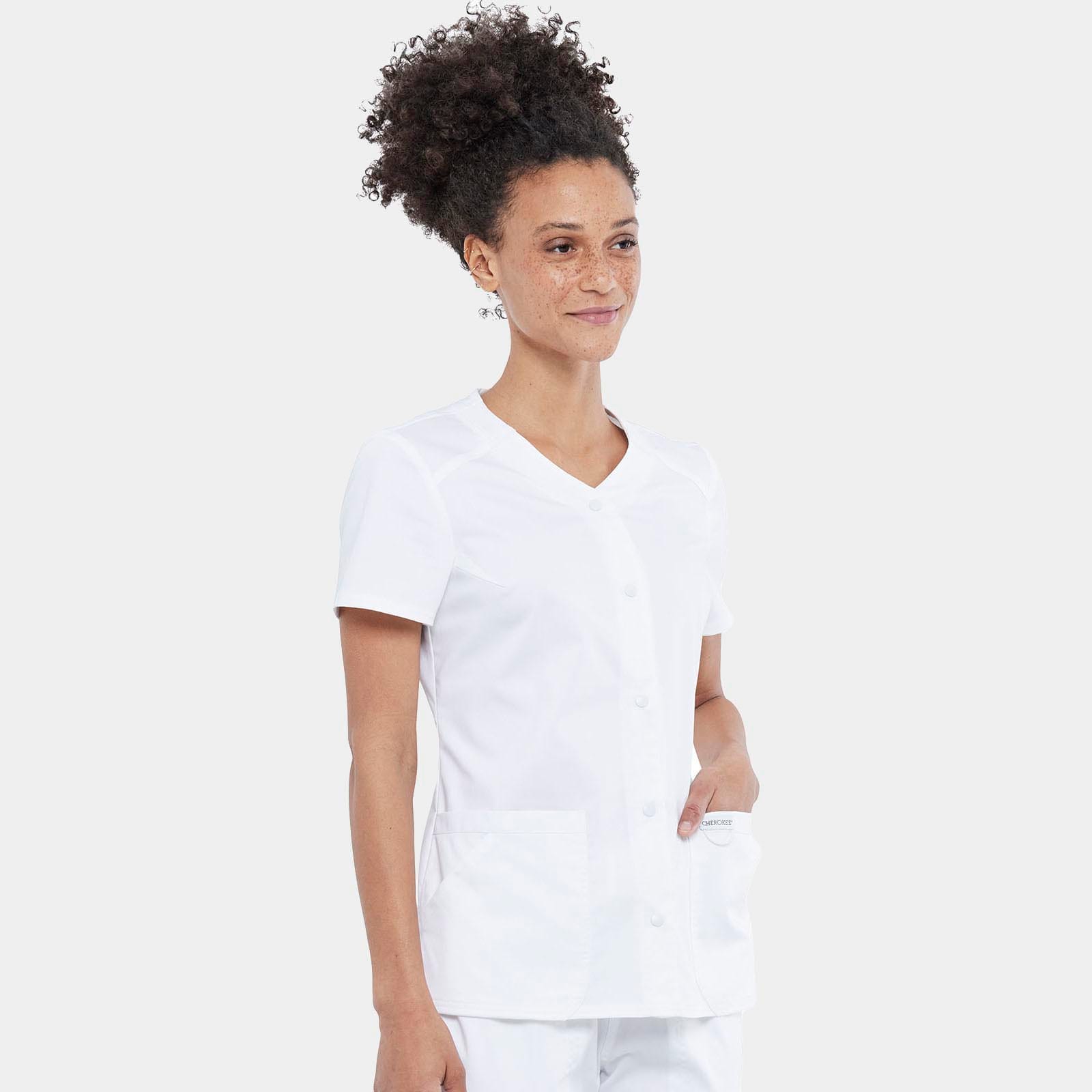 Snap Front V-Neck Top | WW622