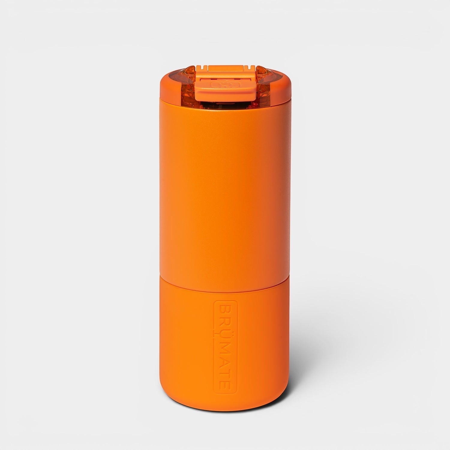 Read's Uniforms BrüMate Strova 18oz orange ceramic-lined insulated travel tumbler with leakproof BevLock lid.