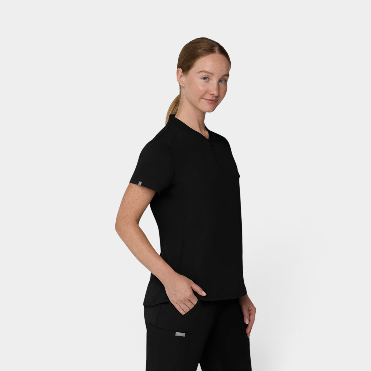 2 Pocket 1/4 Zip Scrub Top with Collar | T103