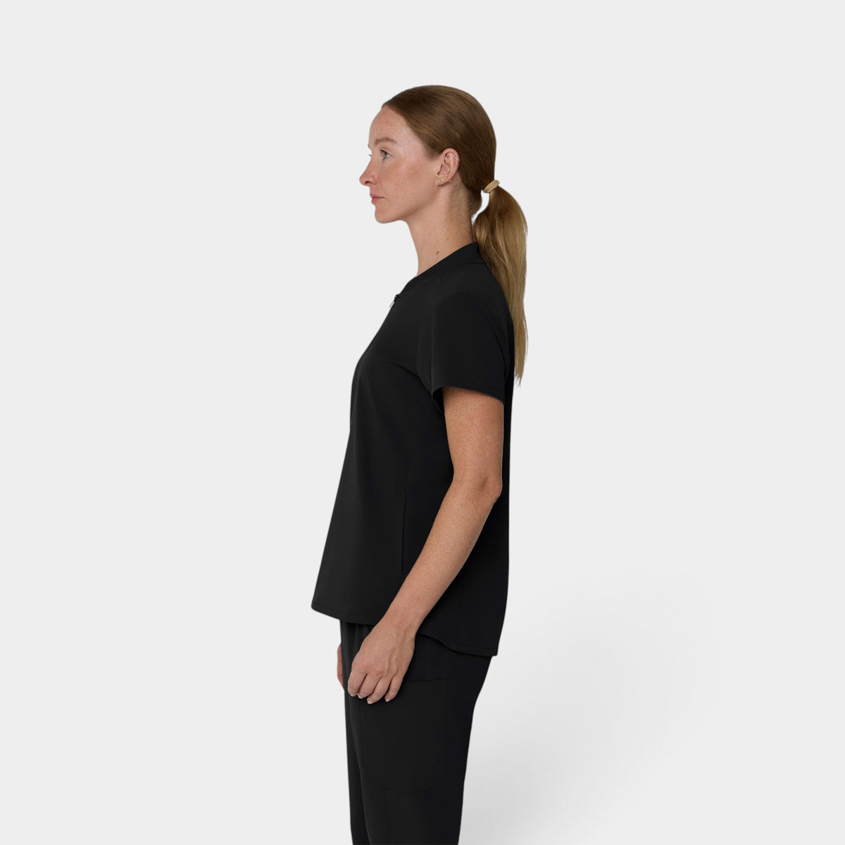 2 Pocket 1/4 Zip Scrub Top with Collar | T103
