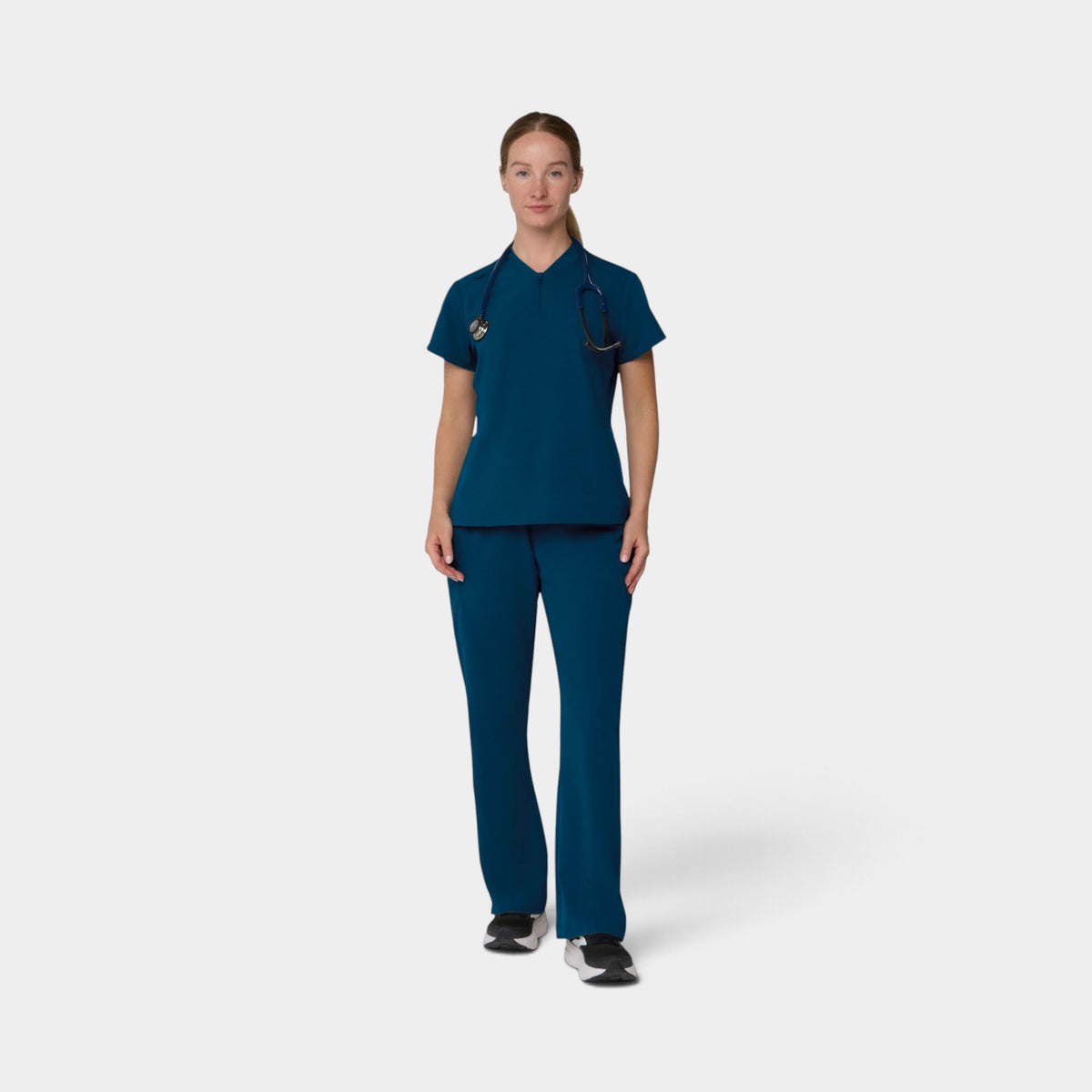 2 Pocket 1/4 Zip Scrub Top with Collar | T103