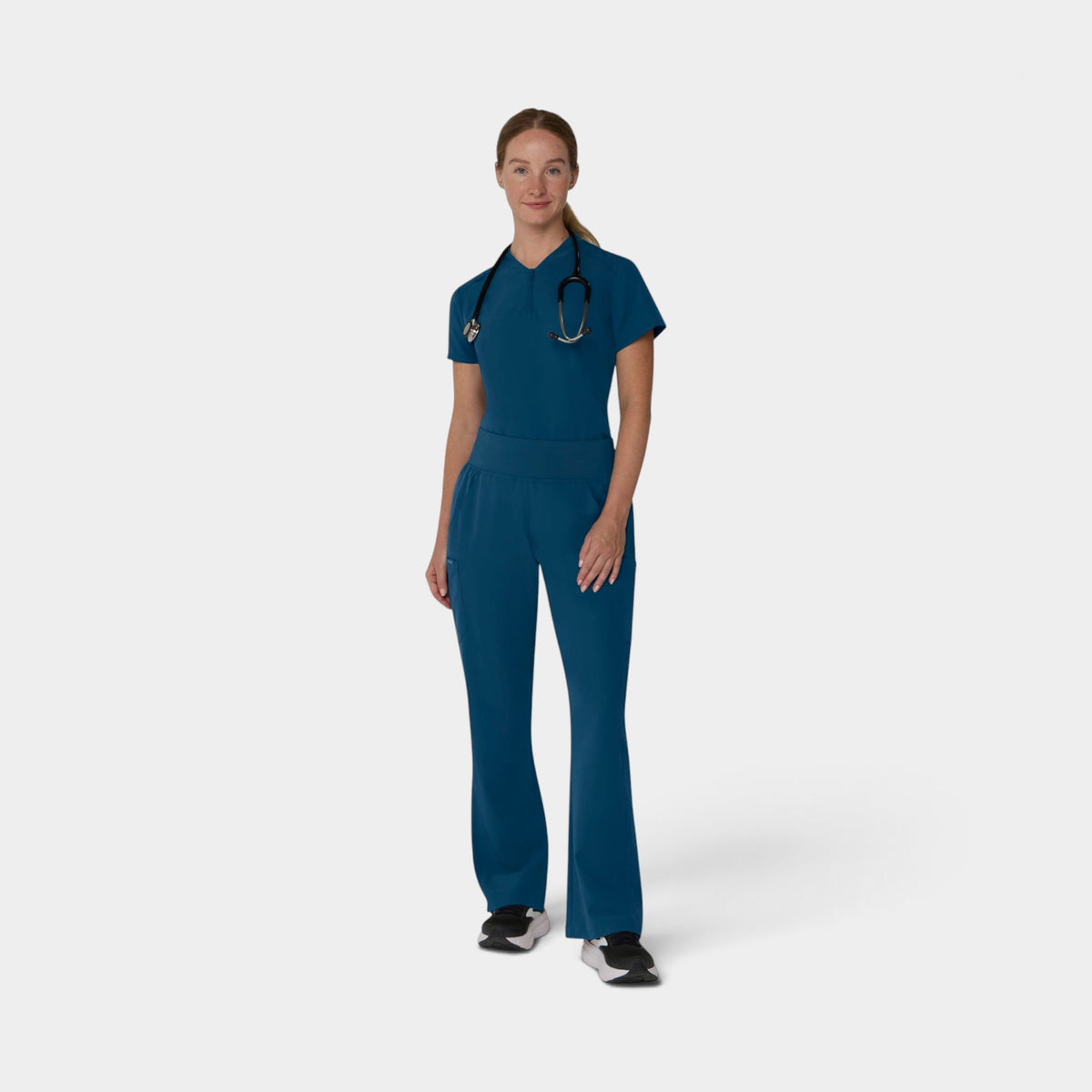 2 Pocket 1/4 Zip Scrub Top with Collar | T103