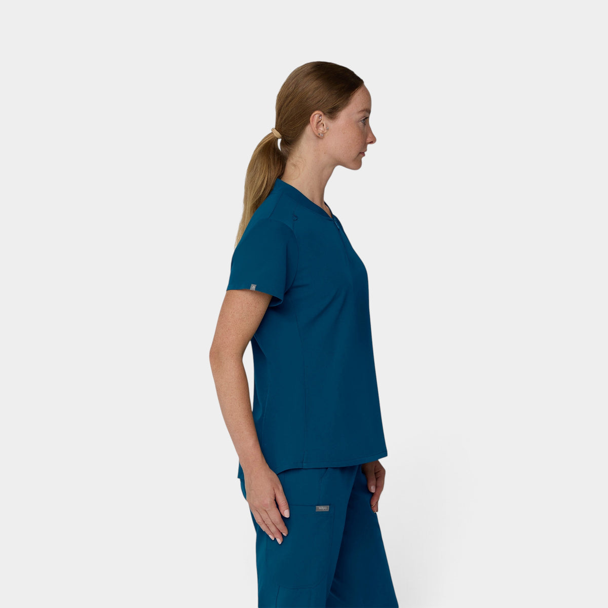 2 Pocket 1/4 Zip Scrub Top with Collar | T103