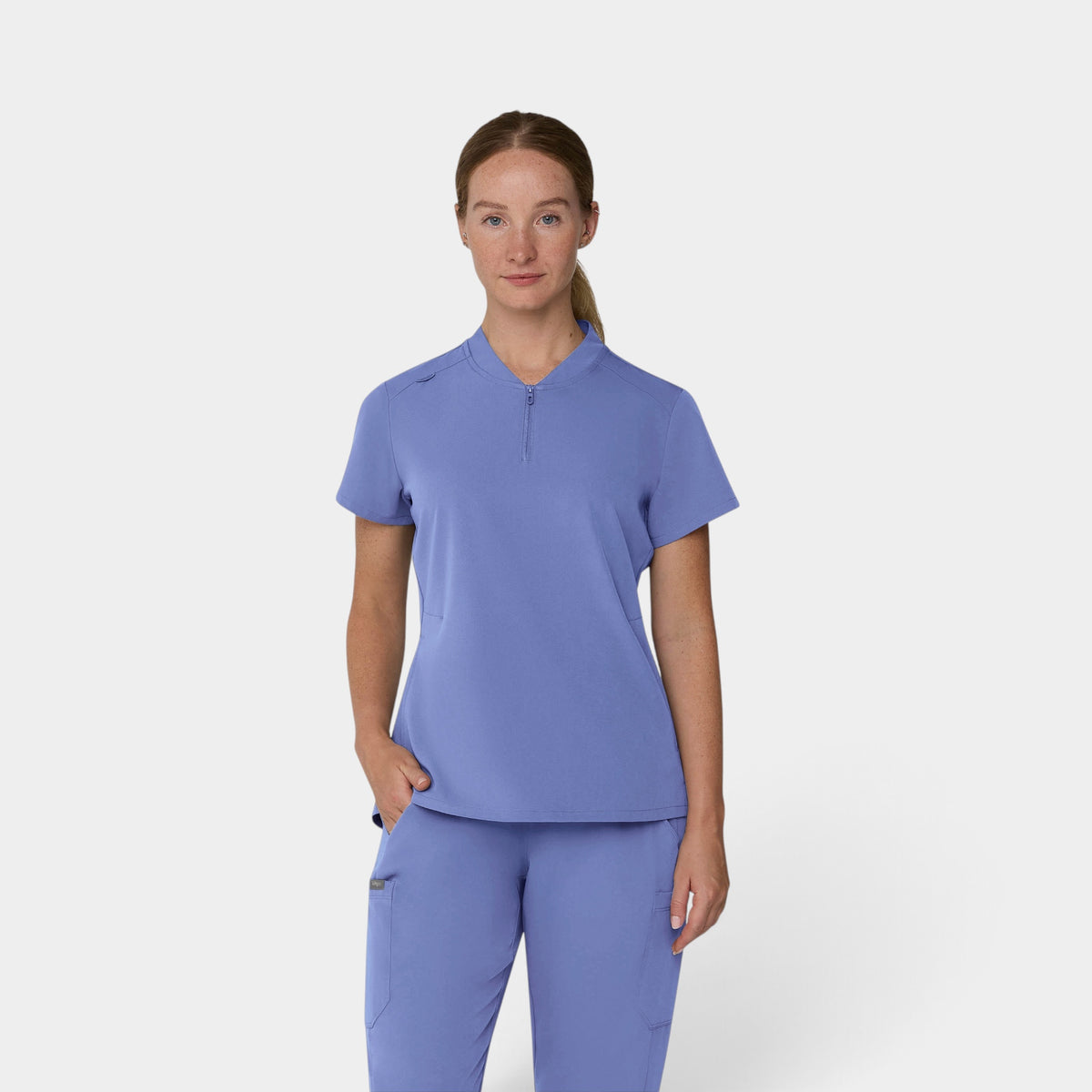 2 Pocket 1/4 Zip Scrub Top with Collar | T103