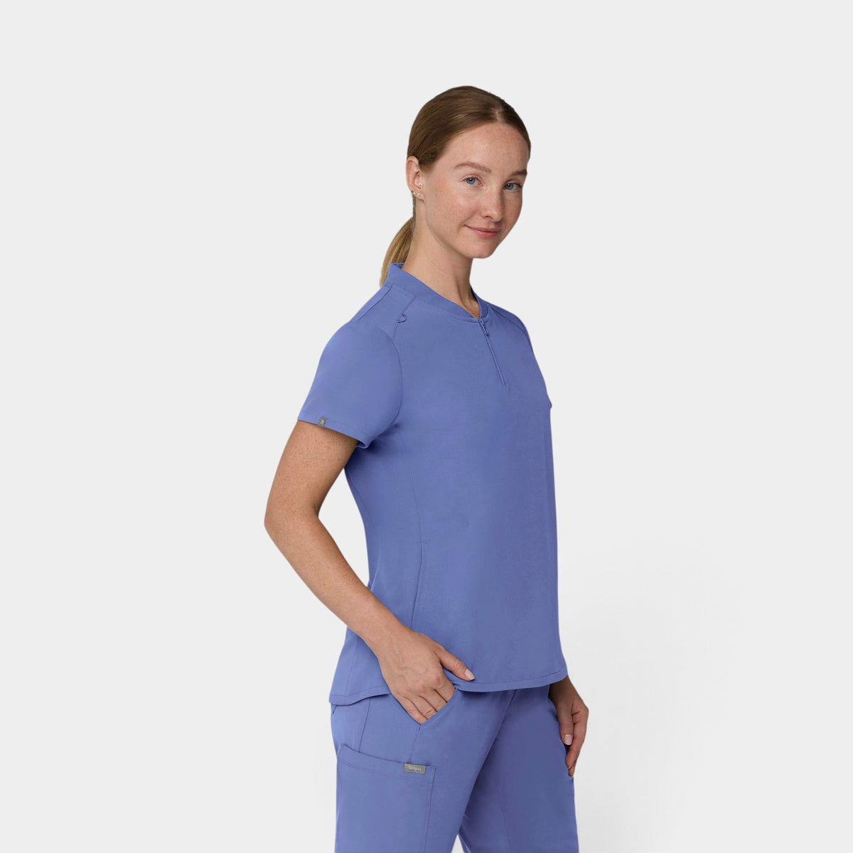 2 Pocket 1/4 Zip Scrub Top with Collar | T103