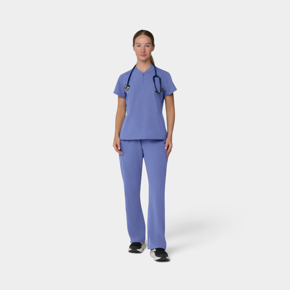 2 Pocket 1/4 Zip Scrub Top with Collar | T103