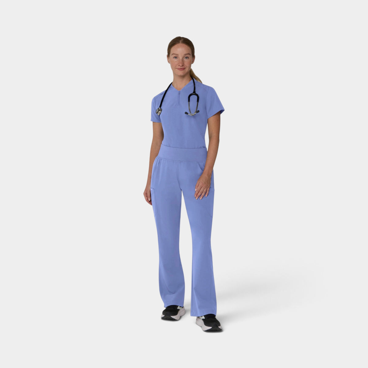 2 Pocket 1/4 Zip Scrub Top with Collar | T103