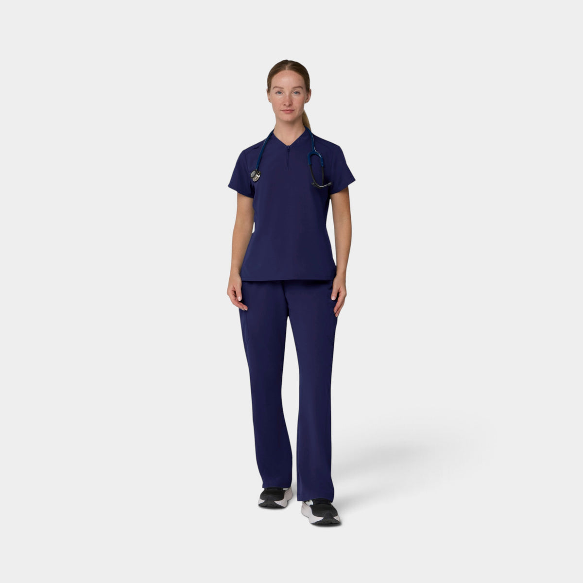 2 Pocket 1/4 Zip Scrub Top with Collar | T103