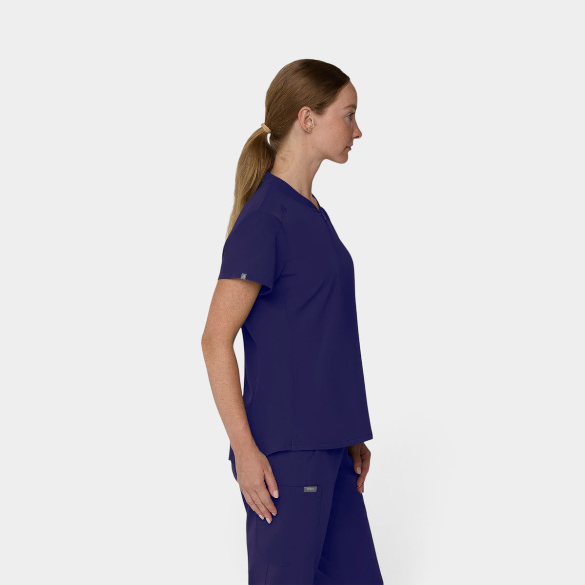 2 Pocket 1/4 Zip Scrub Top with Collar | T103
