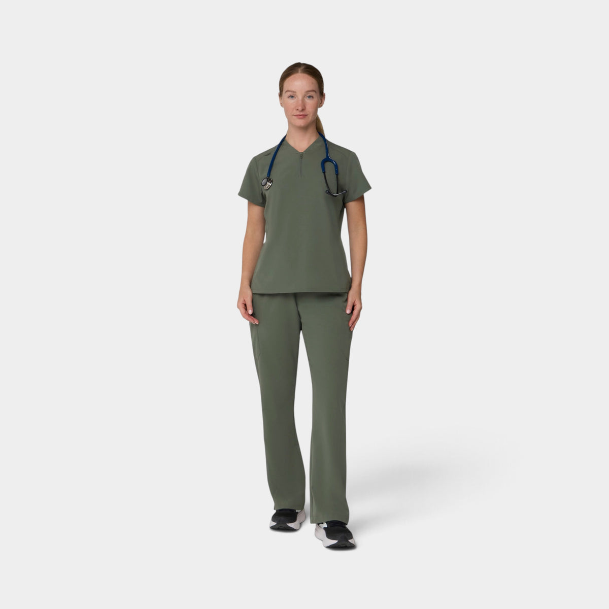 2 Pocket 1/4 Zip Scrub Top with Collar | T103