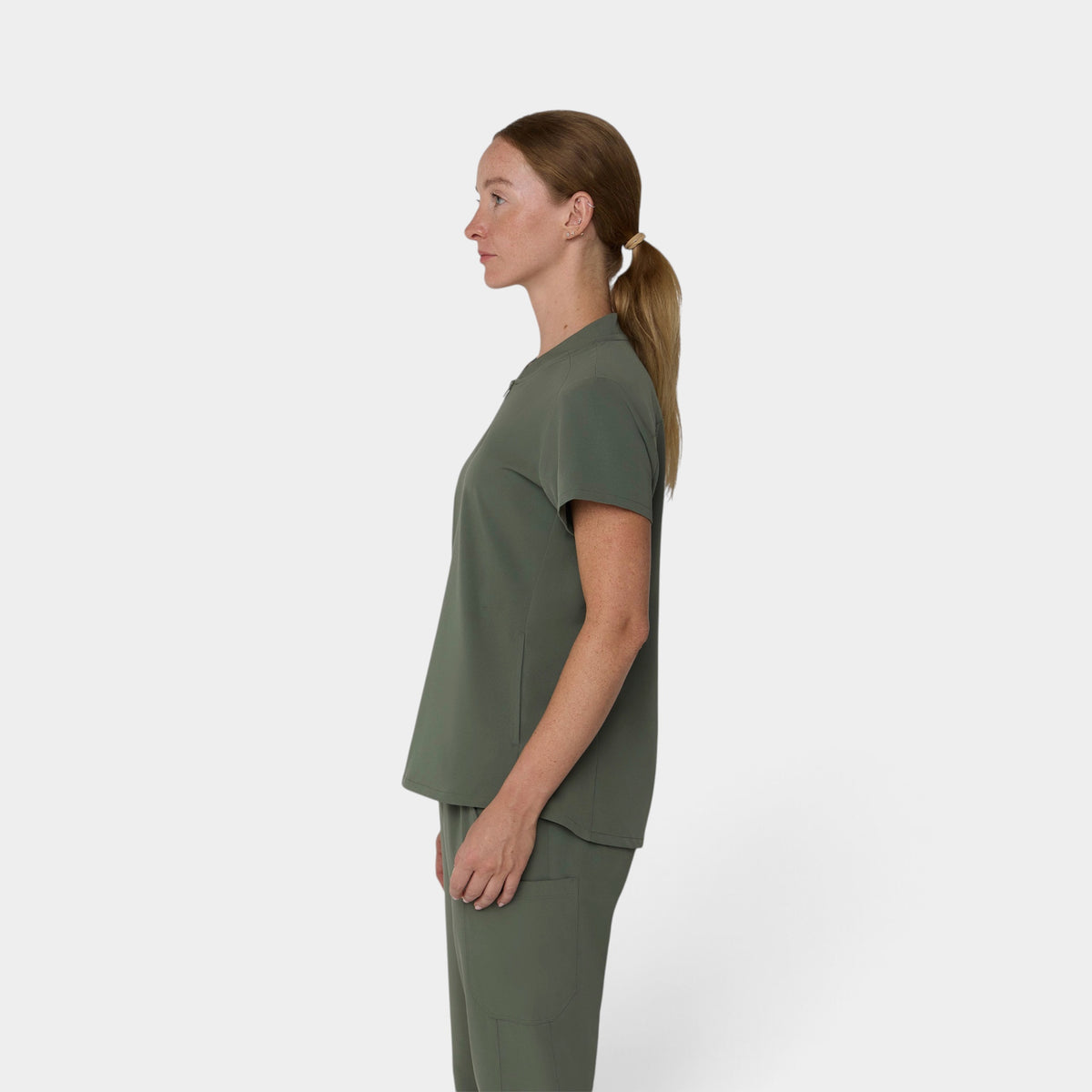 2 Pocket 1/4 Zip Scrub Top with Collar | T103