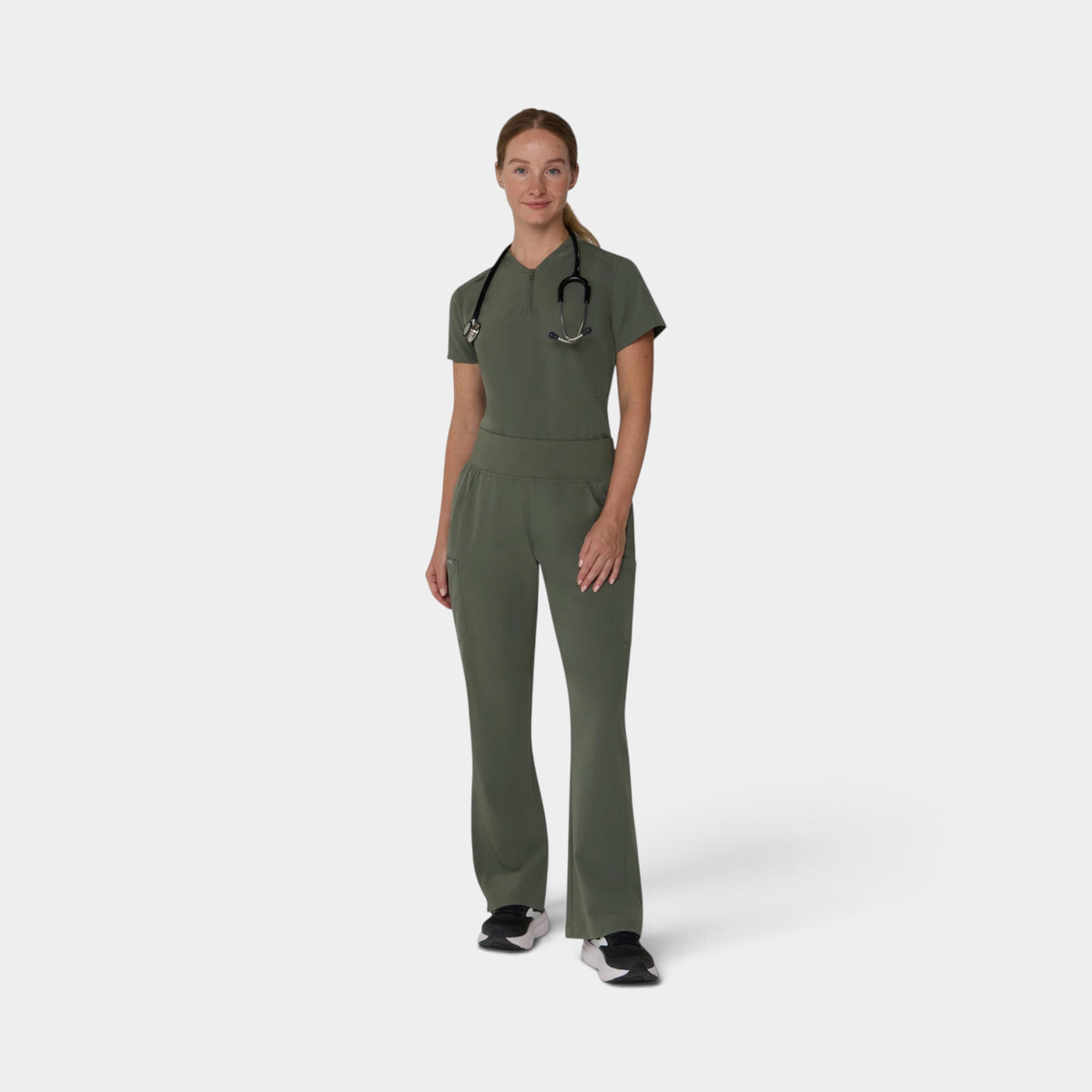 2 Pocket 1/4 Zip Scrub Top with Collar | T103