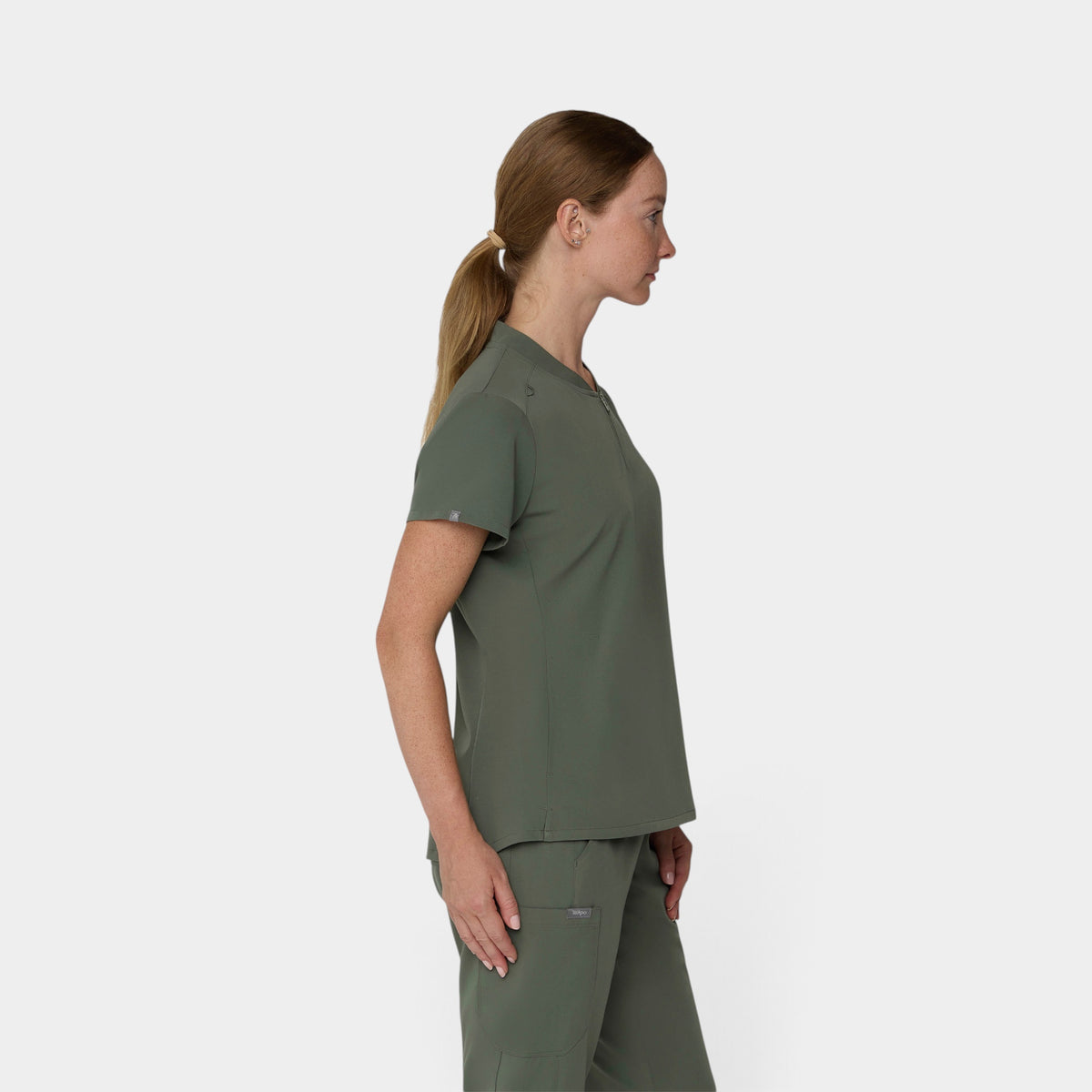 2 Pocket 1/4 Zip Scrub Top with Collar | T103