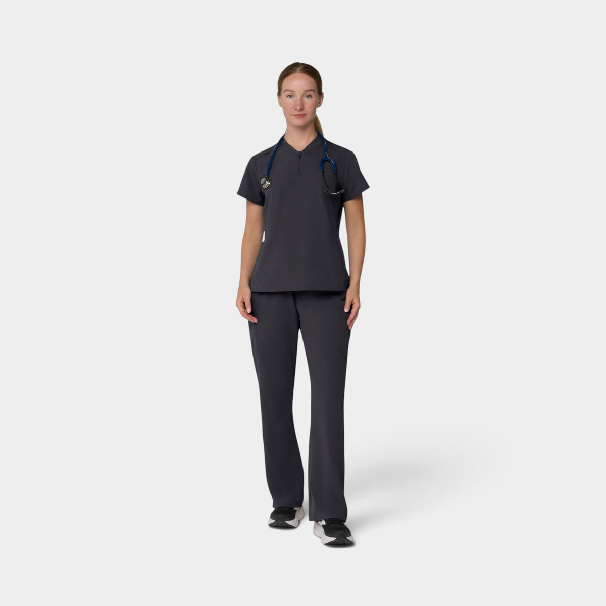 2 Pocket 1/4 Zip Scrub Top with Collar | T103