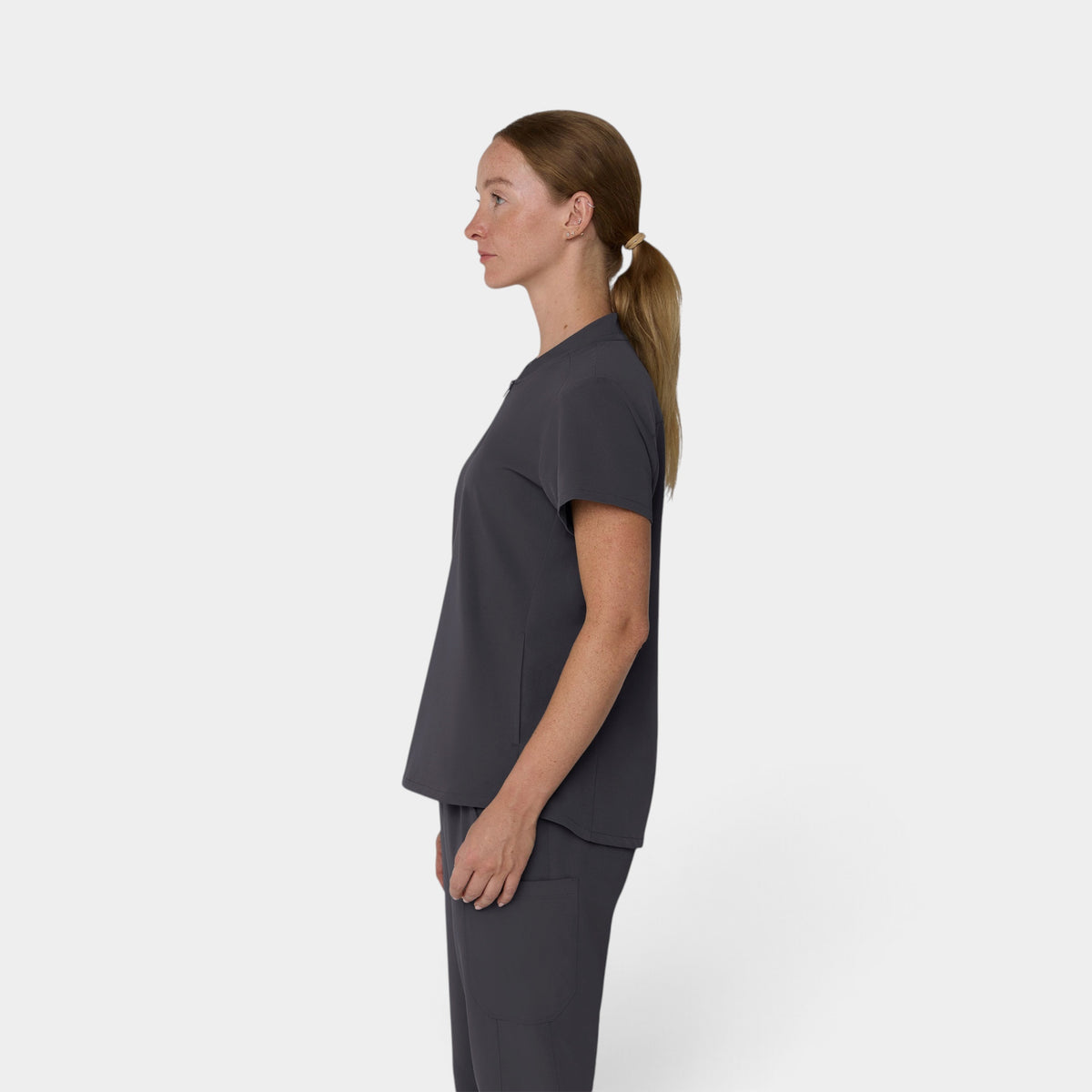 2 Pocket 1/4 Zip Scrub Top with Collar | T103