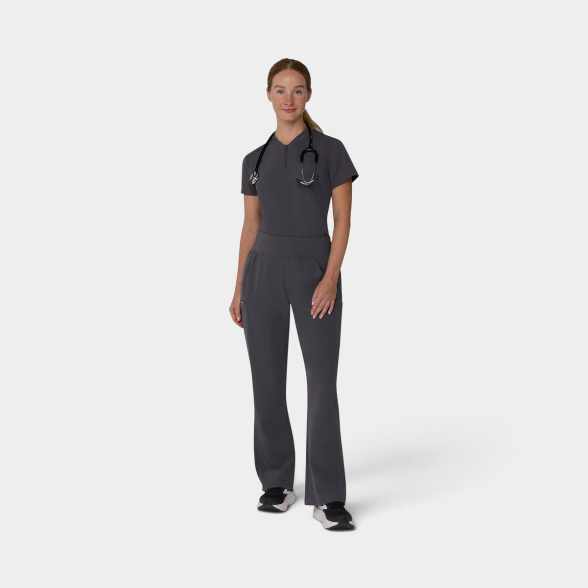 2 Pocket 1/4 Zip Scrub Top with Collar | T103