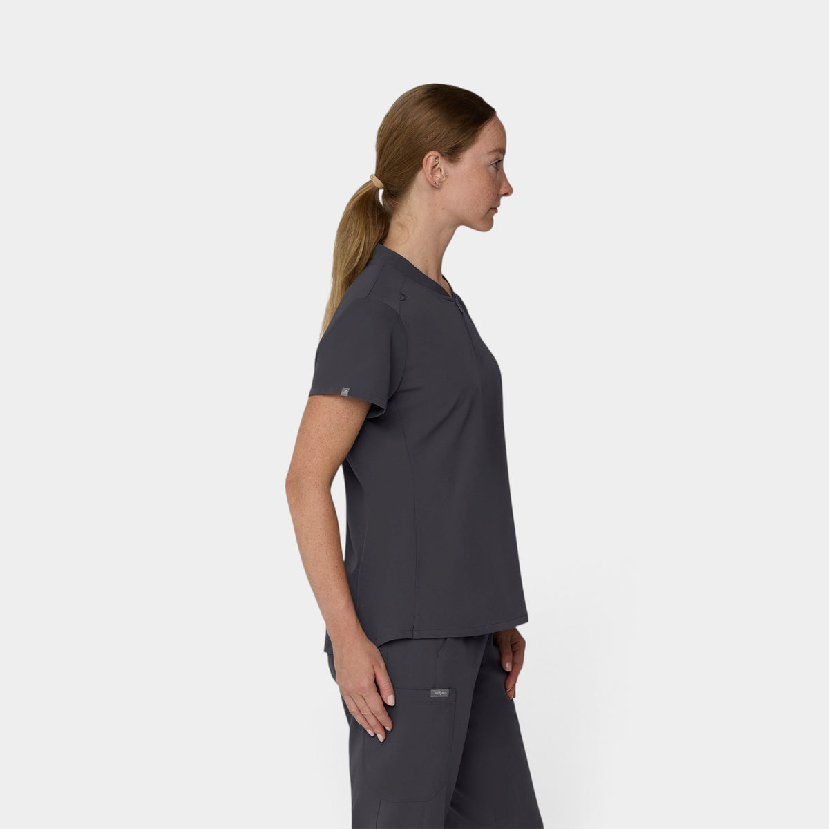 2 Pocket 1/4 Zip Scrub Top with Collar | T103