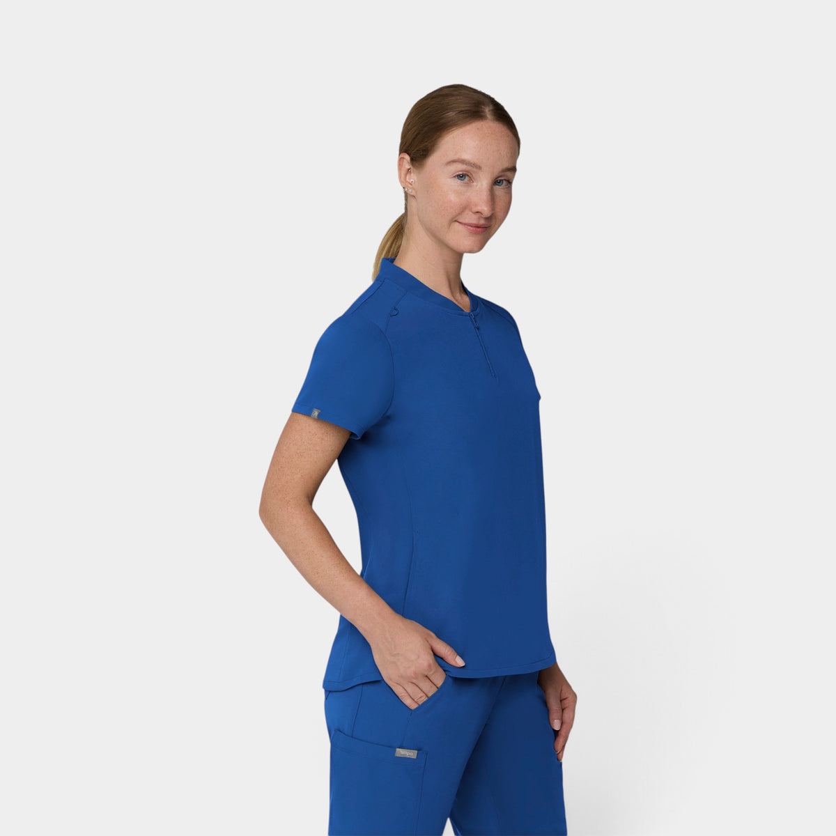 2 Pocket 1/4 Zip Scrub Top with Collar | T103