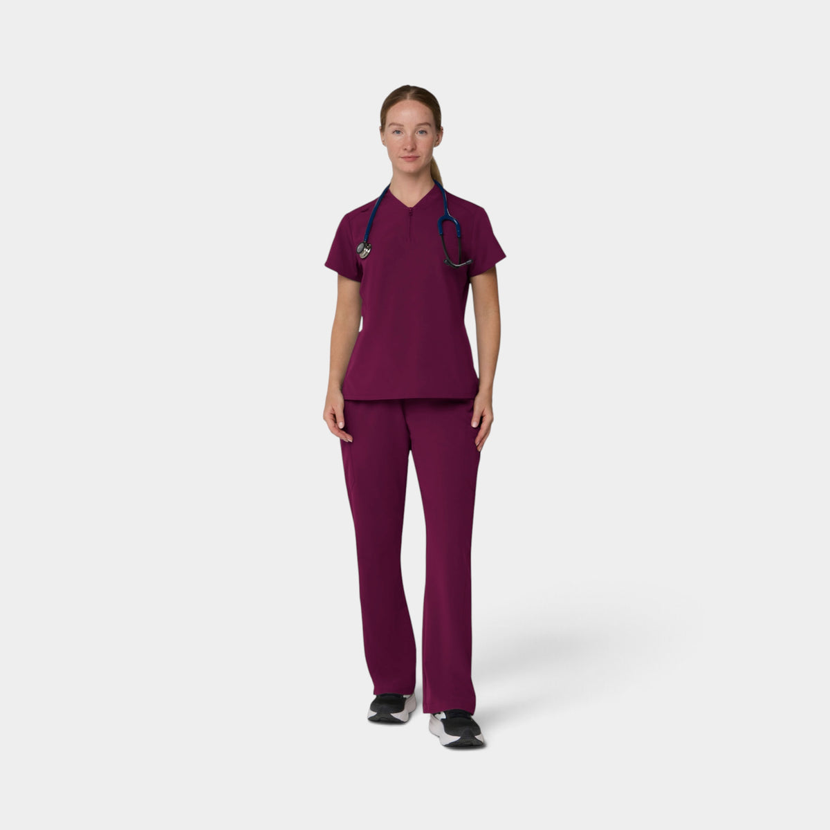 2 Pocket 1/4 Zip Scrub Top with Collar | T103