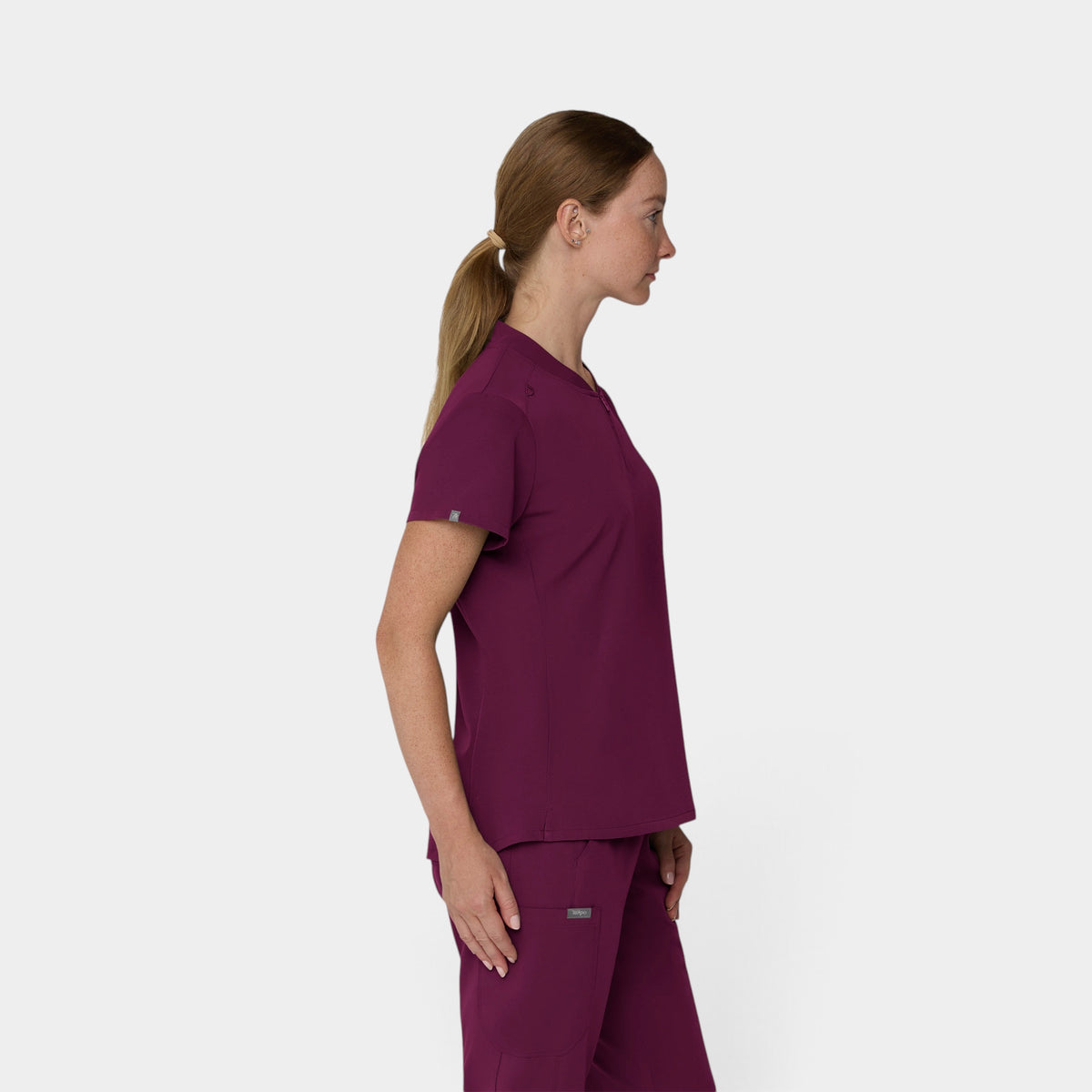 2 Pocket 1/4 Zip Scrub Top with Collar | T103