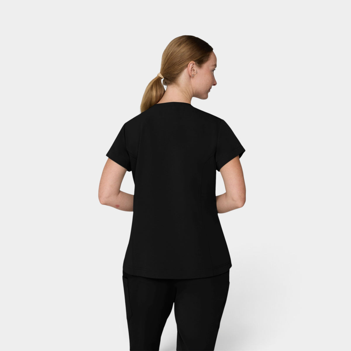 Chest Pocket Top With Curved Hem | T102