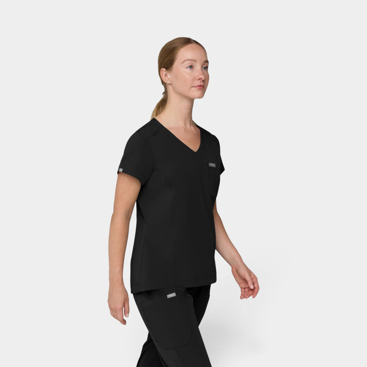 Chest Pocket Top With Curved Hem | T102
