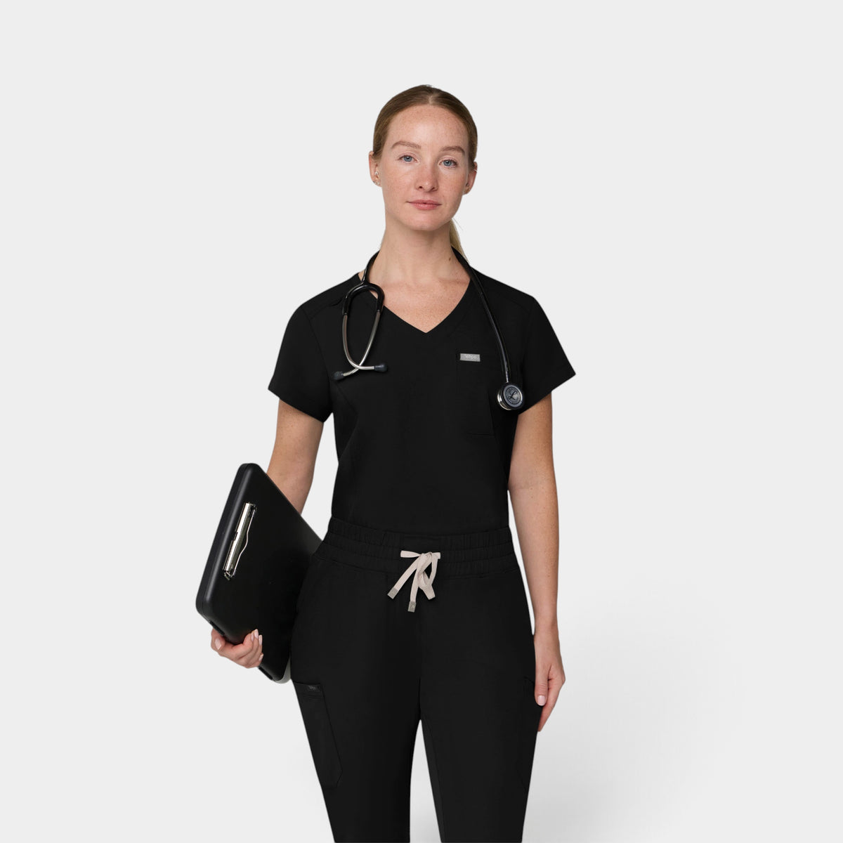 Chest Pocket Top With Curved Hem | T102