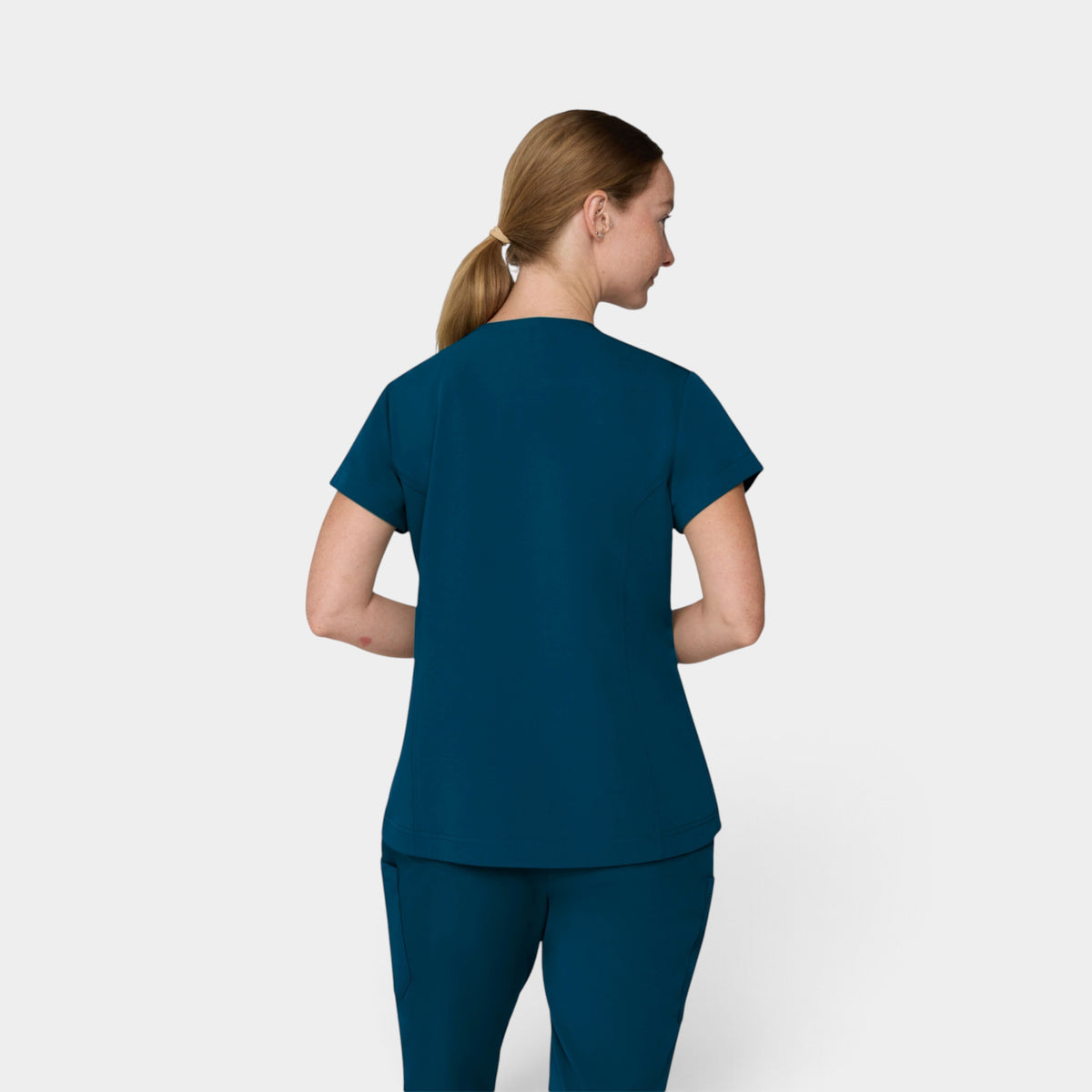 Chest Pocket Top With Curved Hem | T102