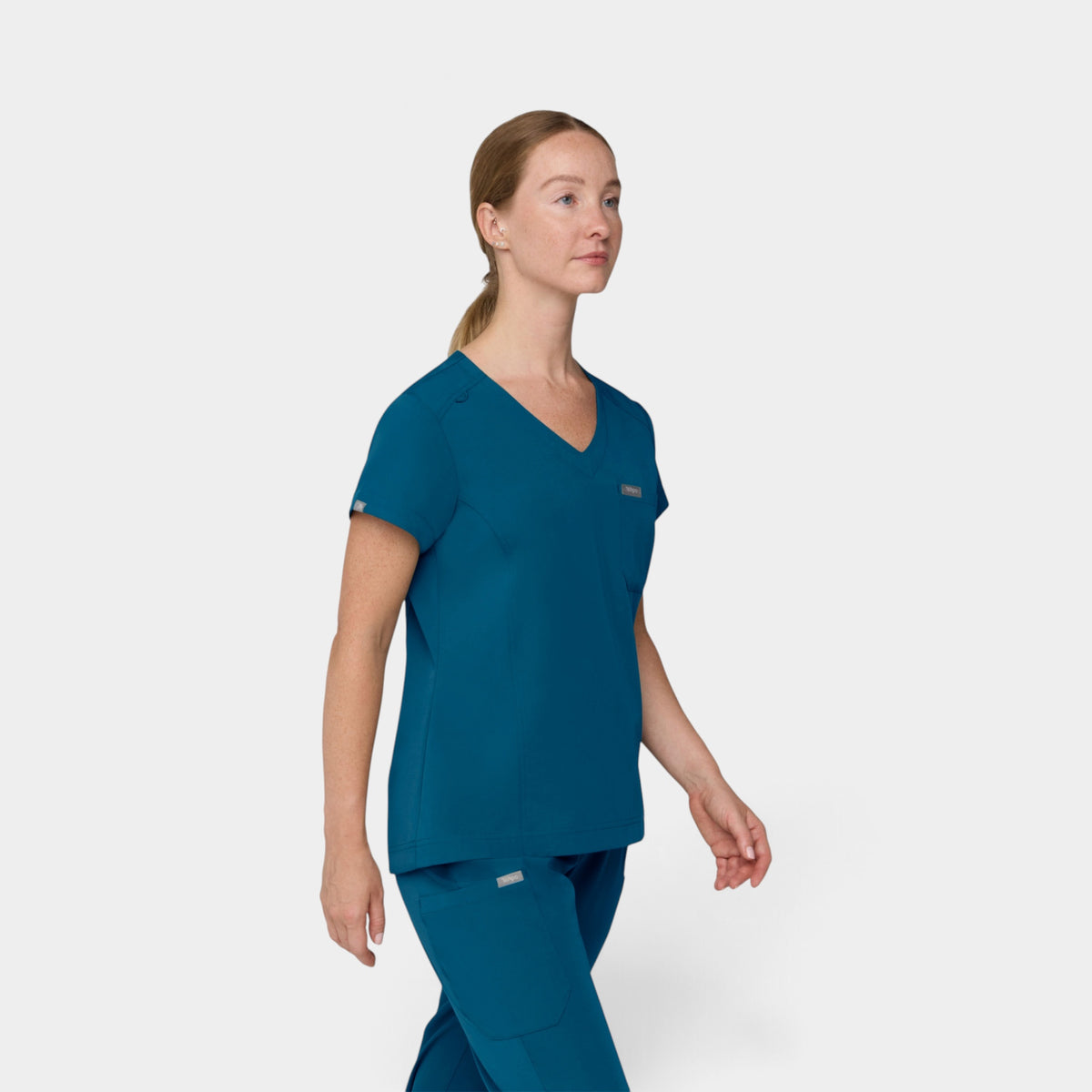 Chest Pocket Top With Curved Hem | T102