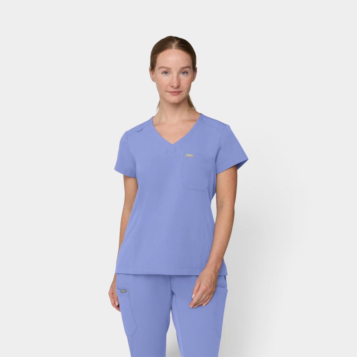 Chest Pocket Top With Curved Hem | T102