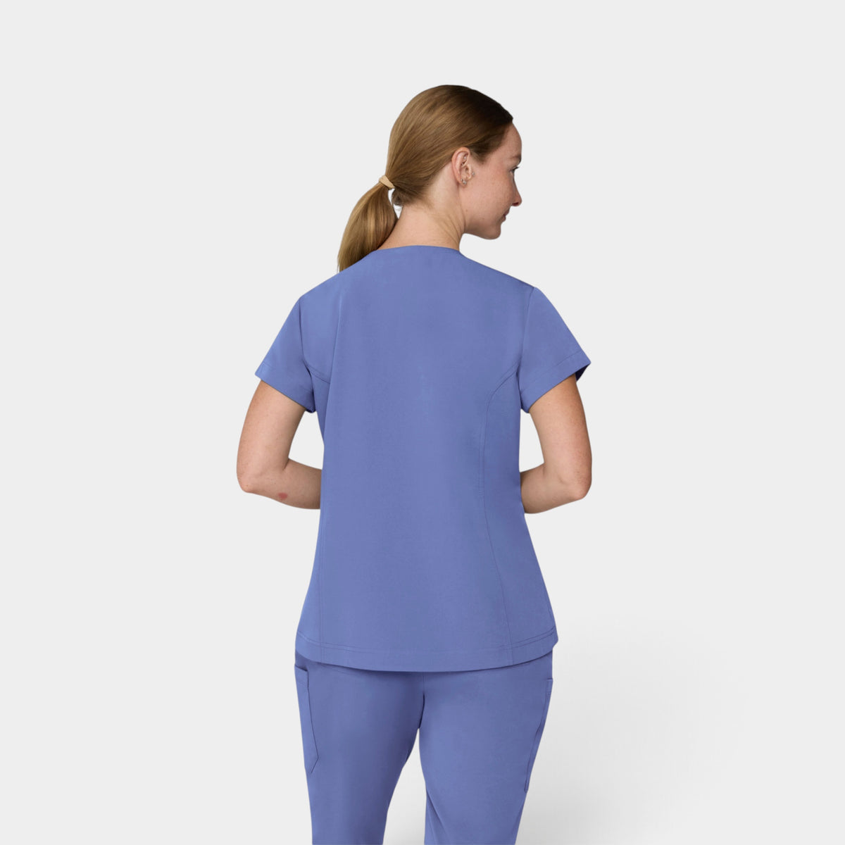 Chest Pocket Top With Curved Hem | T102