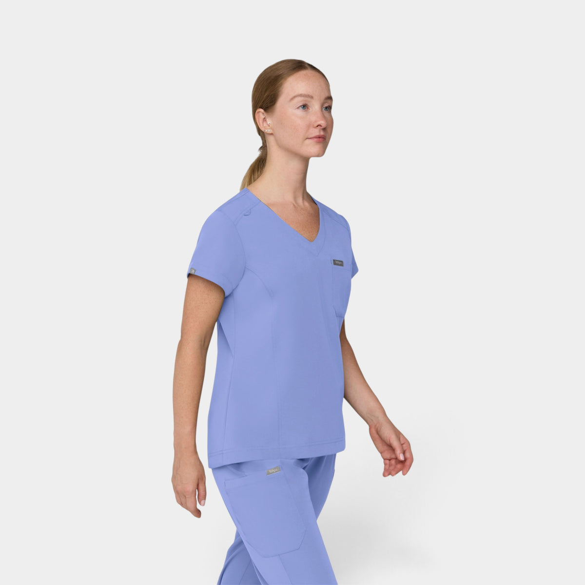 Chest Pocket Top With Curved Hem | T102