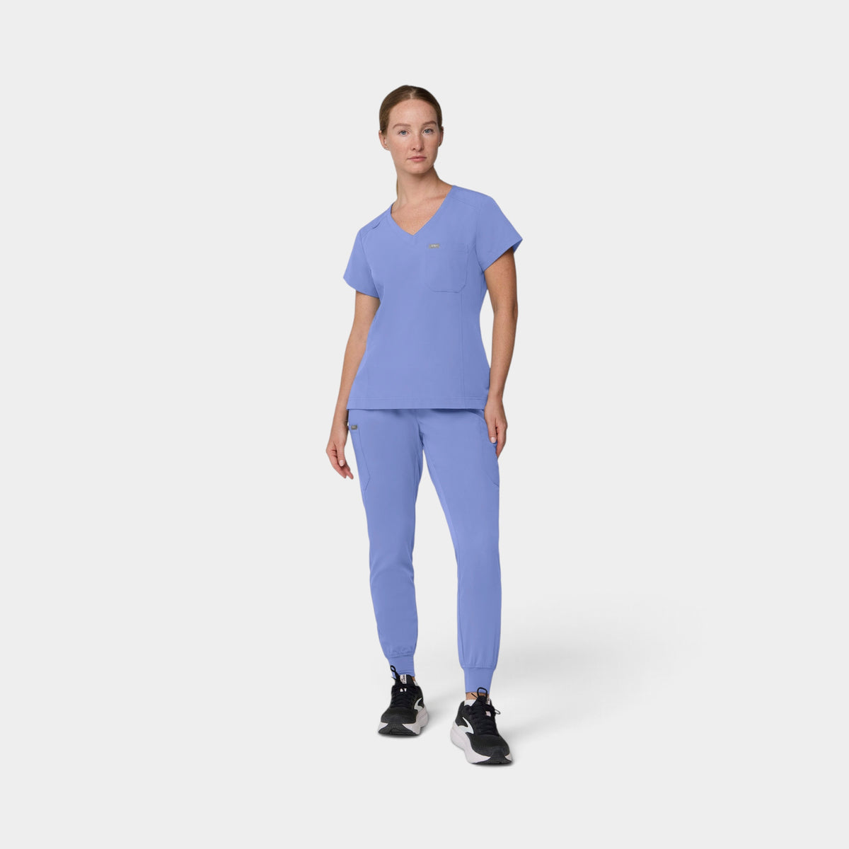 Chest Pocket Top With Curved Hem | T102