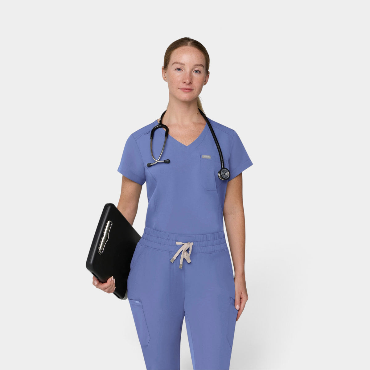 Chest Pocket Top With Curved Hem | T102