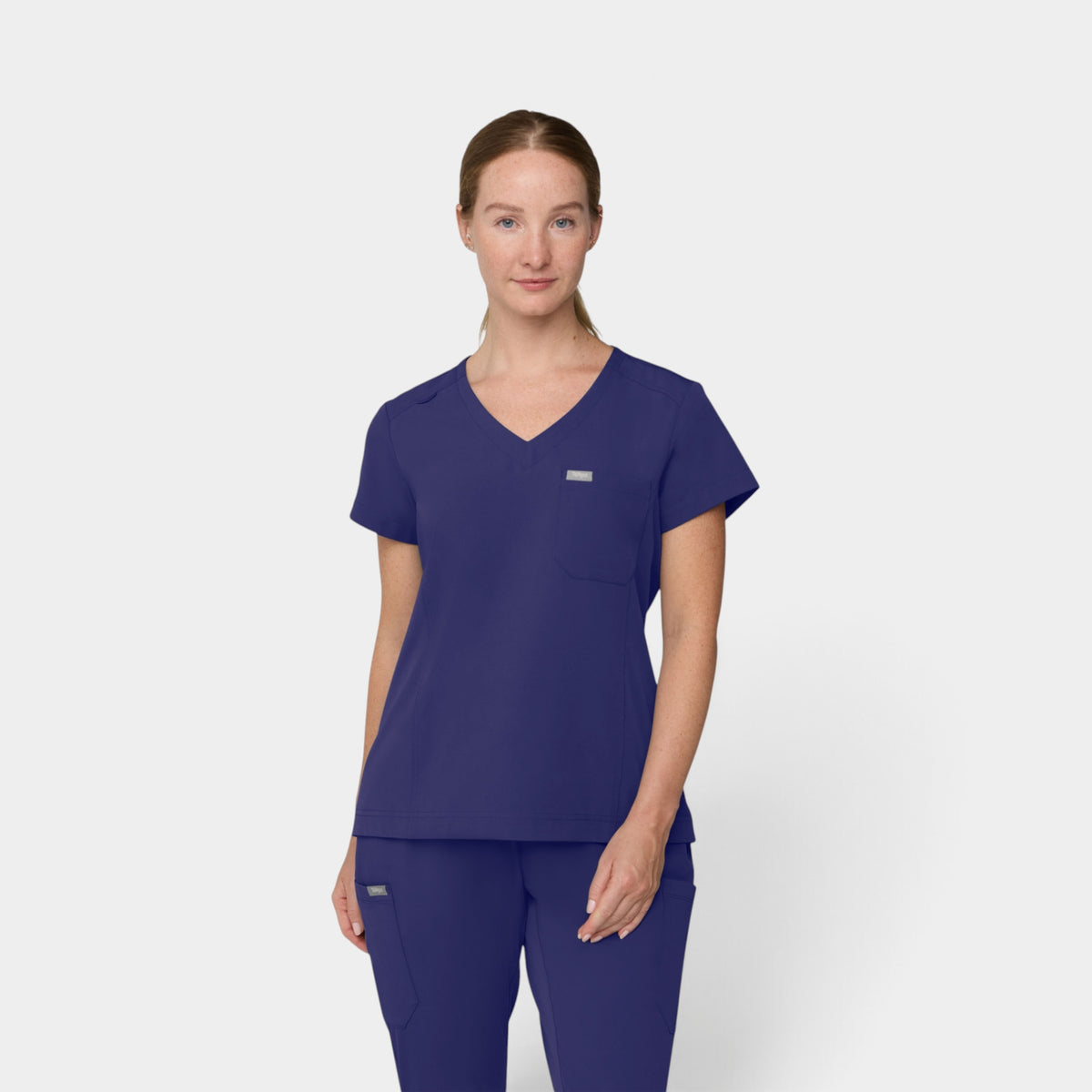 Chest Pocket Top With Curved Hem | T102