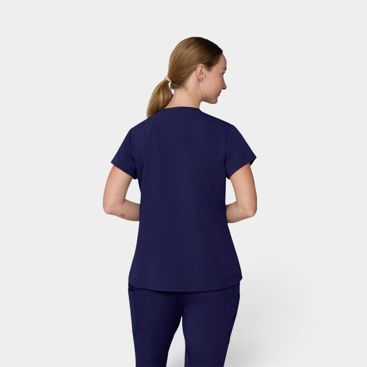 Chest Pocket Top With Curved Hem | T102