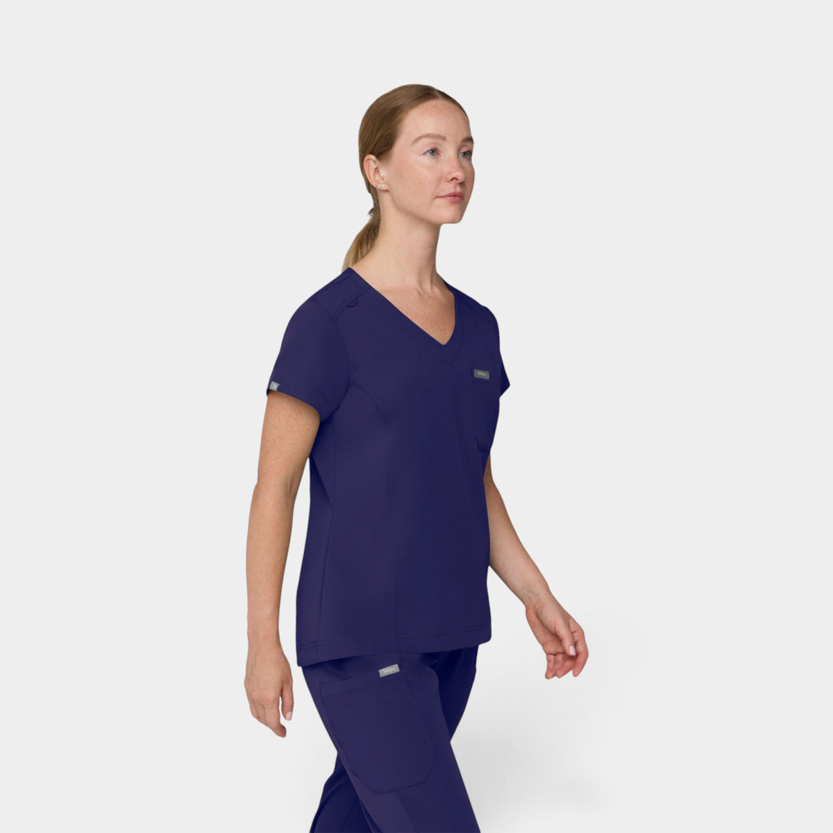Chest Pocket Top With Curved Hem | T102