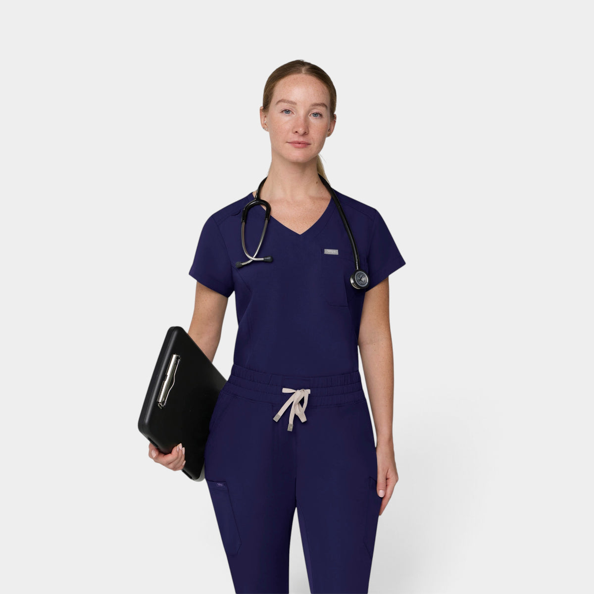Chest Pocket Top With Curved Hem | T102