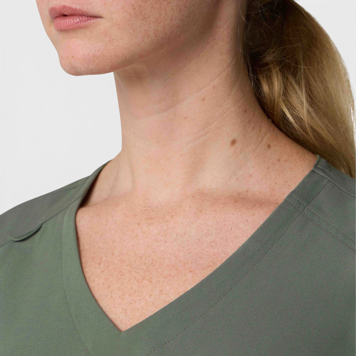Chest Pocket Top With Curved Hem | T102