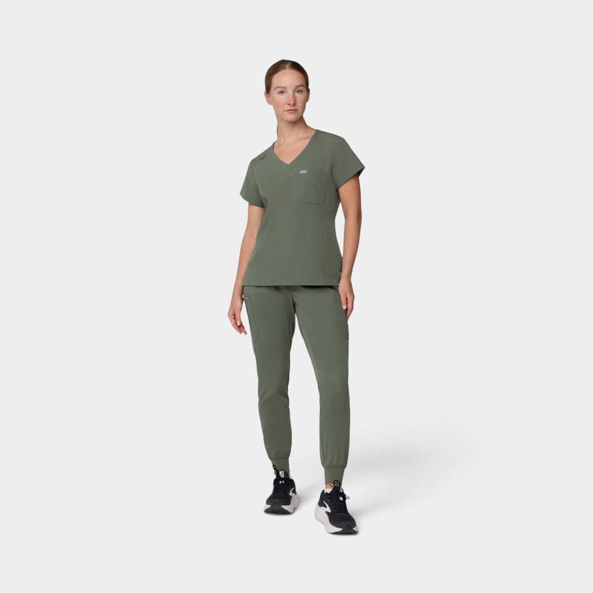 Chest Pocket Top With Curved Hem | T102