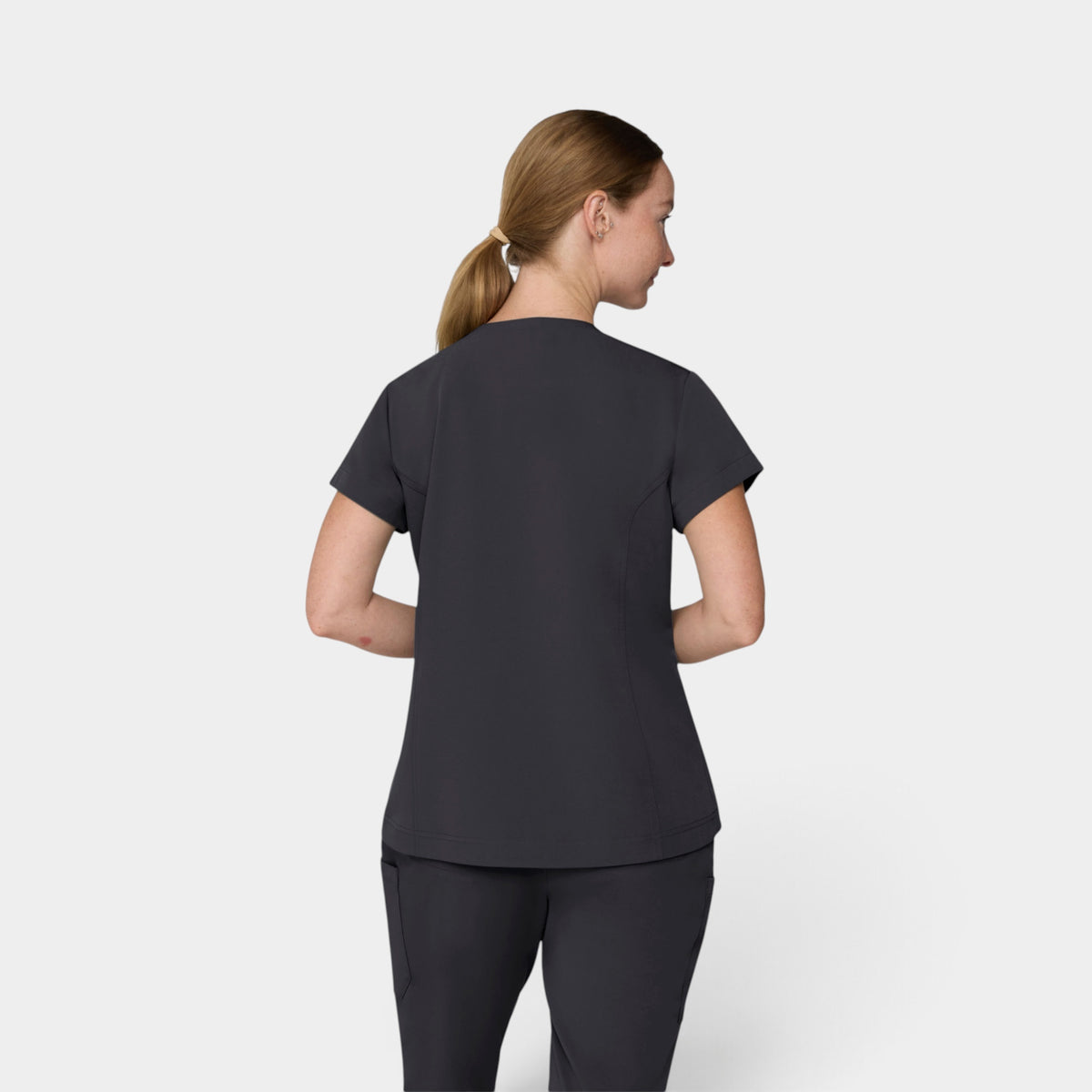 Chest Pocket Top With Curved Hem | T102