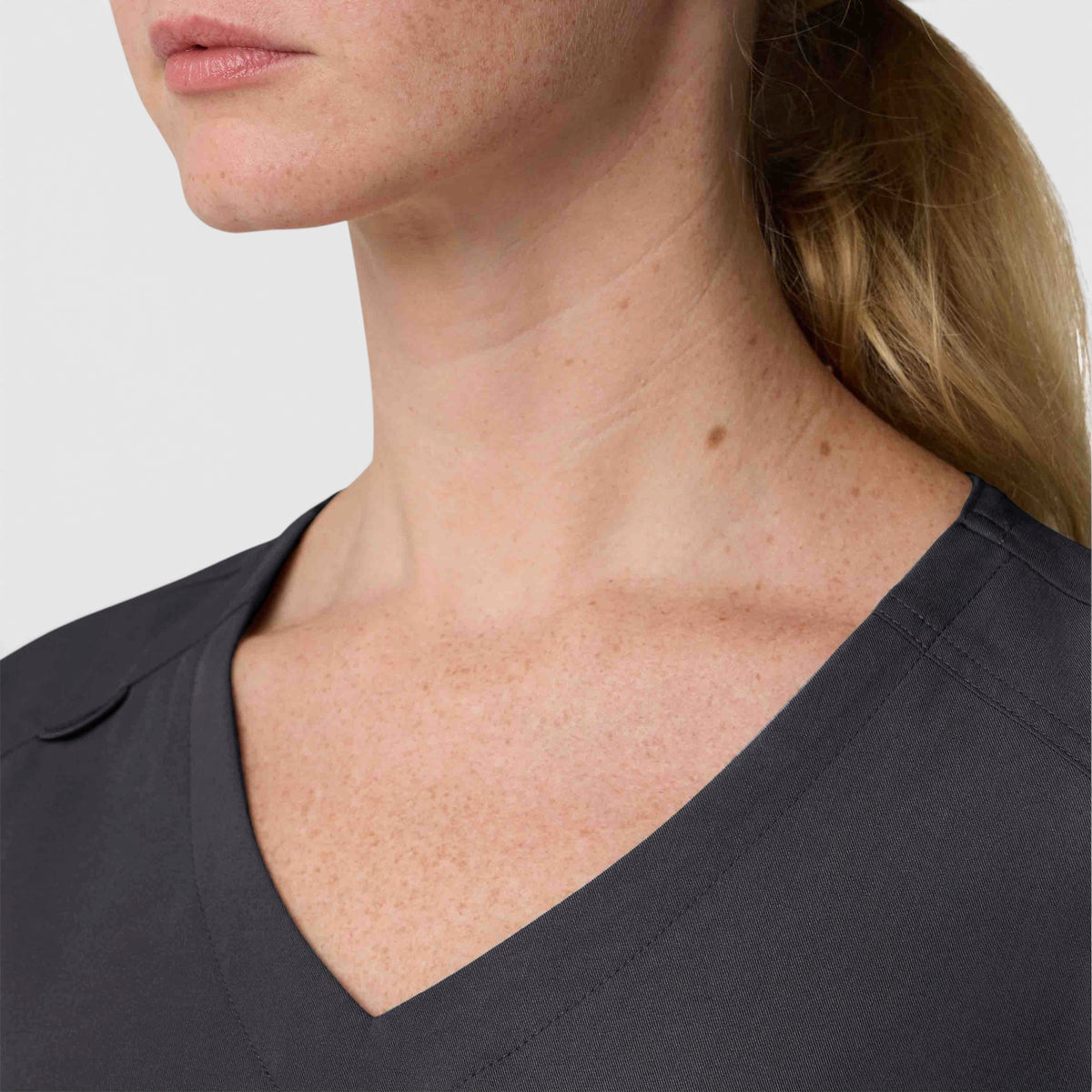 Chest Pocket Top With Curved Hem | T102