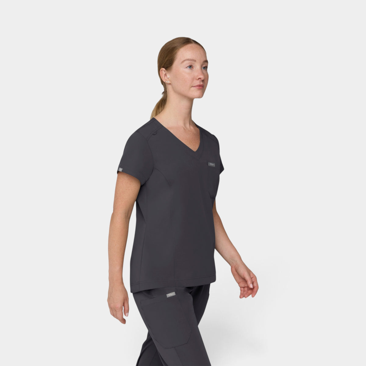 Chest Pocket Top With Curved Hem | T102
