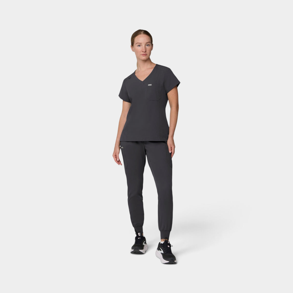 Chest Pocket Top With Curved Hem | T102