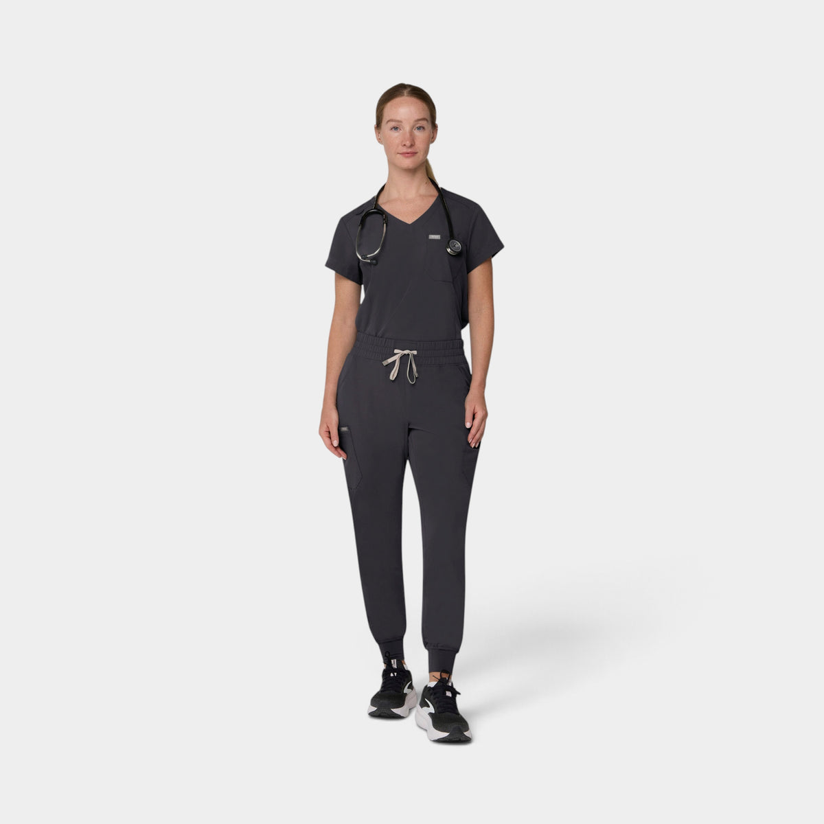 Chest Pocket Top With Curved Hem | T102